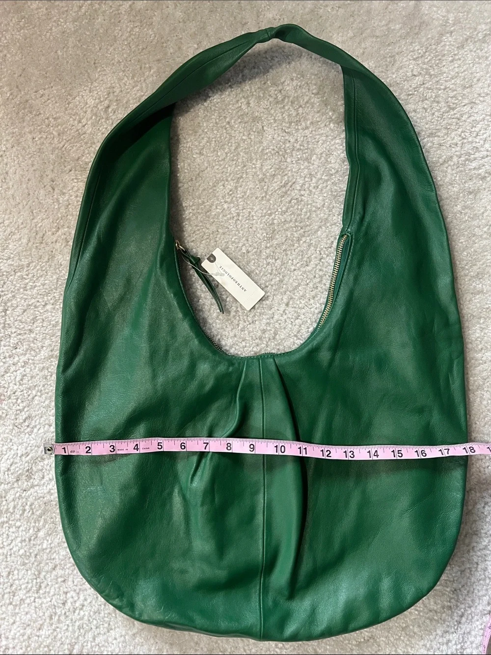 NWT Anthropologie Emerald Green Leather Oversized Hobo Shoulder Bag